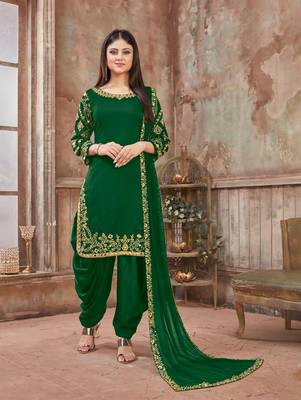 Green Art Silk Patiala Suit 1