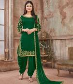 Green Art Silk Patiala Suit