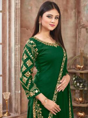 Green Art Silk Patiala Suit 2