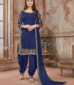 Dark Blue Art Silk Patiala Suit
