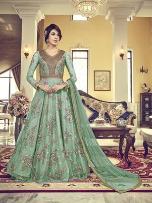 Sea Green Vaishnavi Net Embroidered Anarkali Suit 1