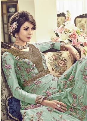 Sea Green Vaishnavi Net Embroidered Anarkali Suit 2