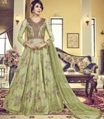 Mehendi Green Vaishnavi Net Embroidered Anarkali Suit