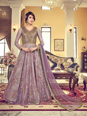 Lavender Vaishnavi Net Embroidered Anarkali Suit 1
