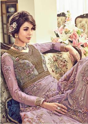 Lavender Vaishnavi Net Embroidered Anarkali Suit 2
