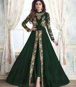 Dark Green Faux Georgette Designer Straight Suit 
