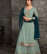 Light Cyan Faux Georgette Designer Sharara Suit 
