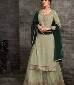 Olive Green Faux Georgette Designer Sharara Suit 