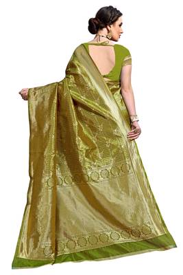 Mehendi woven printed saree with blouse 4