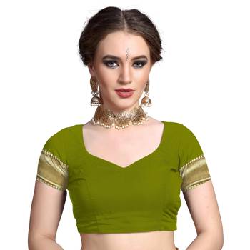 Mehendi woven printed saree with blouse 5