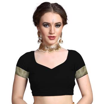 Black woven printed saree with blouse 5