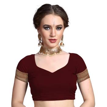 Maroon woven printed saree with blouse 3