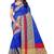 Blue woven cotton saree with blouse