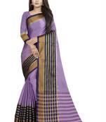 Light purple plain cotton saree with blouse