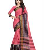 Light pink plain cotton saree with blouse