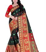 Black woven cotton saree with blouse