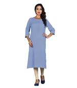 Navy-blue printed cotton ethnic-kurtis