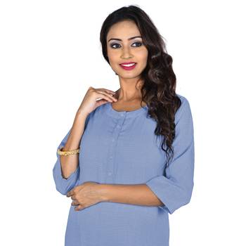 Navy-blue printed cotton ethnic-kurtis 4