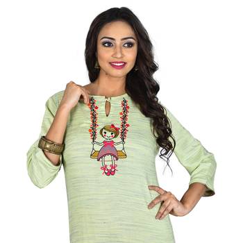 Green embroidered rayon ethnic-kurtis 4