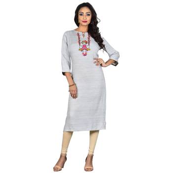 Grey embroidered rayon ethnic-kurtis 1