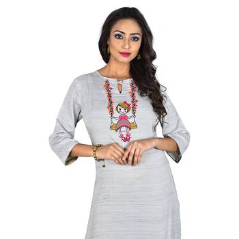 Grey embroidered rayon ethnic-kurtis 4