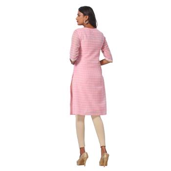 Pink printed satin ethnic-kurtis 2