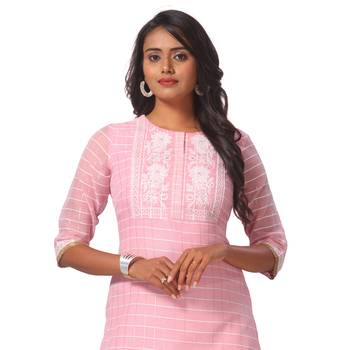 Pink printed satin ethnic-kurtis 3