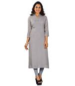 Grey plain rayon ethnic-kurtis