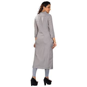 Grey plain rayon ethnic-kurtis 2