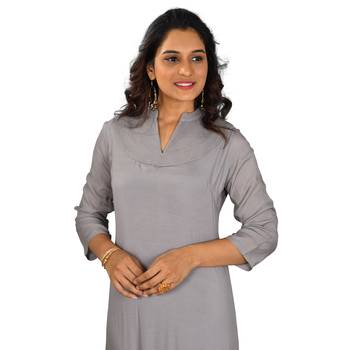 Grey plain rayon ethnic-kurtis 4
