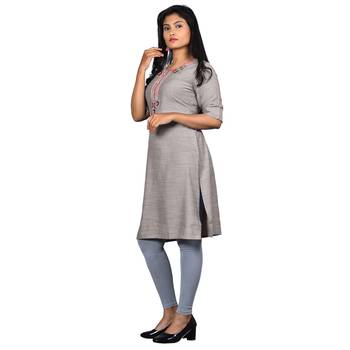 Grey embroidered rayon ethnic-kurtis 3