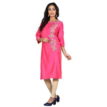 Pink embroidered silk ethnic-kurtis 1