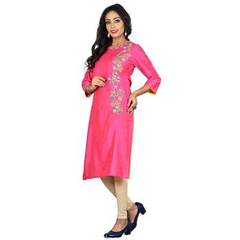 Pink embroidered silk ethnic-kurtis 3