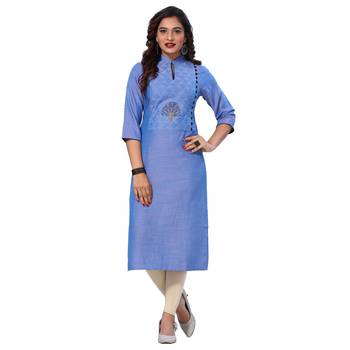 Blue embroidered rayon ethnic-kurtis 1
