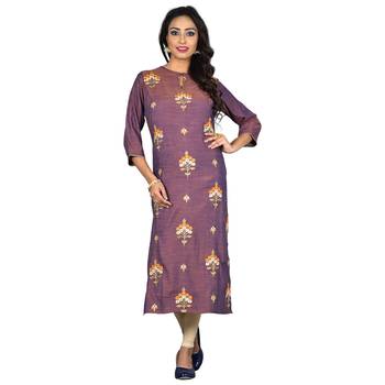 Purple embroidered rayon ethnic-kurtis 1