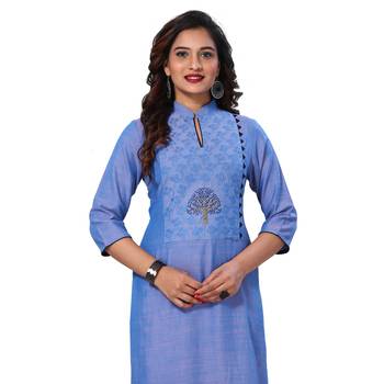 Blue embroidered rayon ethnic-kurtis 4