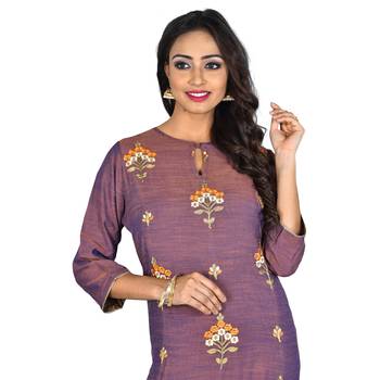 Purple embroidered rayon ethnic-kurtis 4