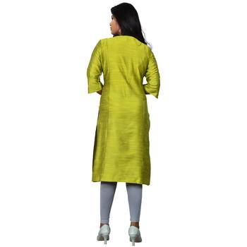 Green embroidered jacquard ethnic-kurtis 2