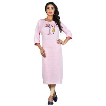 Peach embroidered rayon ethnic-kurtis 1
