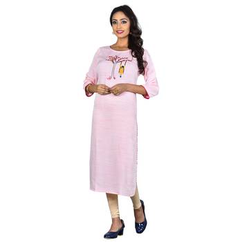 Peach embroidered rayon ethnic-kurtis 3