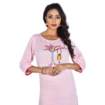 Peach embroidered rayon ethnic-kurtis 4
