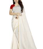 White plain cotton saree with blouse
