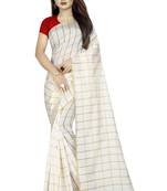 White plain cotton saree with blouse
