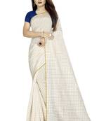 White plain cotton saree with blouse