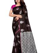 Coffee printed jacquard saree with blouse
