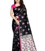 Black printed jacquard saree with blouse