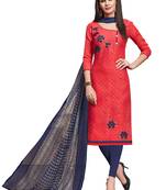 Blissta Light Pink Cotton Jacquard Embroidered Unstitched Straight Suit With Printed Dupatta