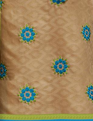Blissta Light Brown Cotton Jacquard Embroidered Unstitched Straight Suit With Printed Dupatta 2