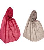 Premium Cotton Crush Designer Diamond Studed Stole Stole For Women Set Of 2