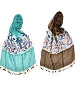 Premium Cotton Designer Flower Diamond Studed Stole Stole For Women Set Of 2